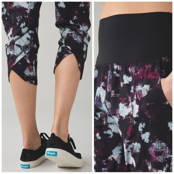 Lululemon Tranquil Kara Blossom Multi/Black High Waisted Crop Pants - Picture 2 of 7
